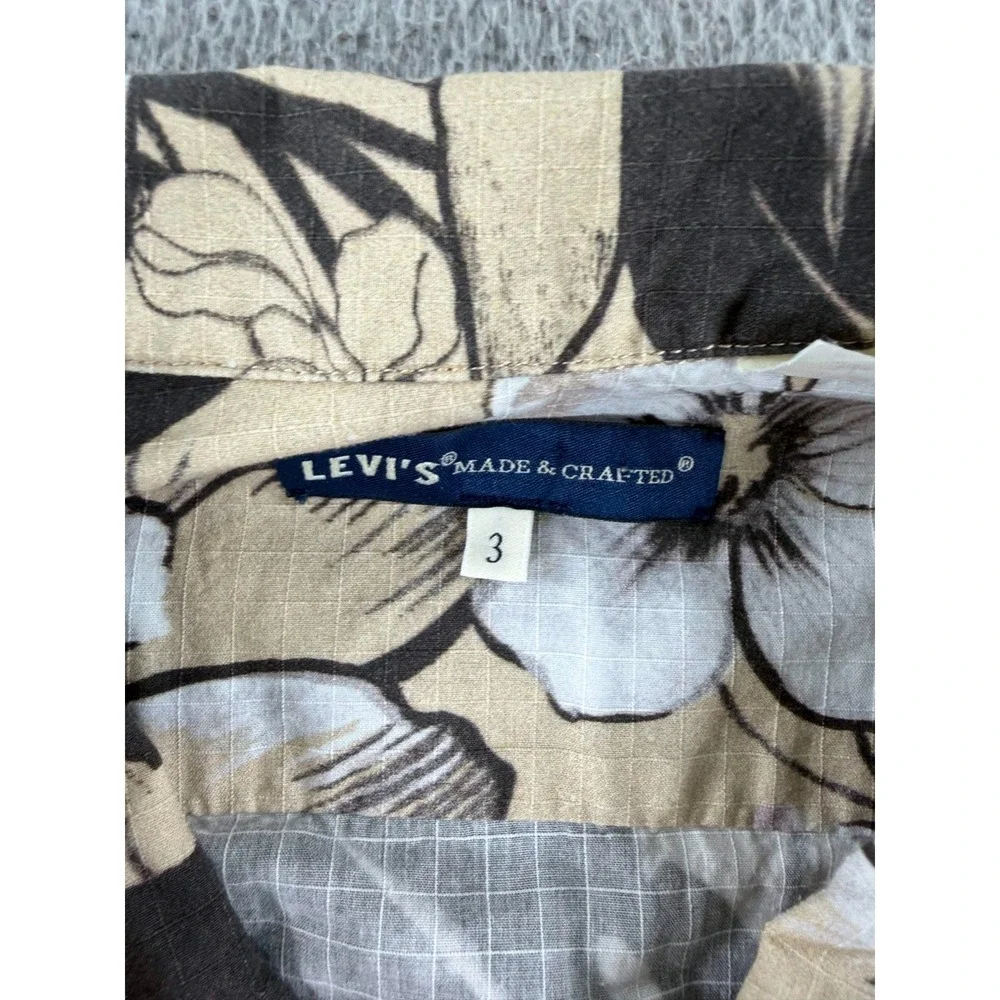 Levi's Made & Crafted Hawaiian Shirt Men's 3 Beige Floral Short Sleeve Button Up